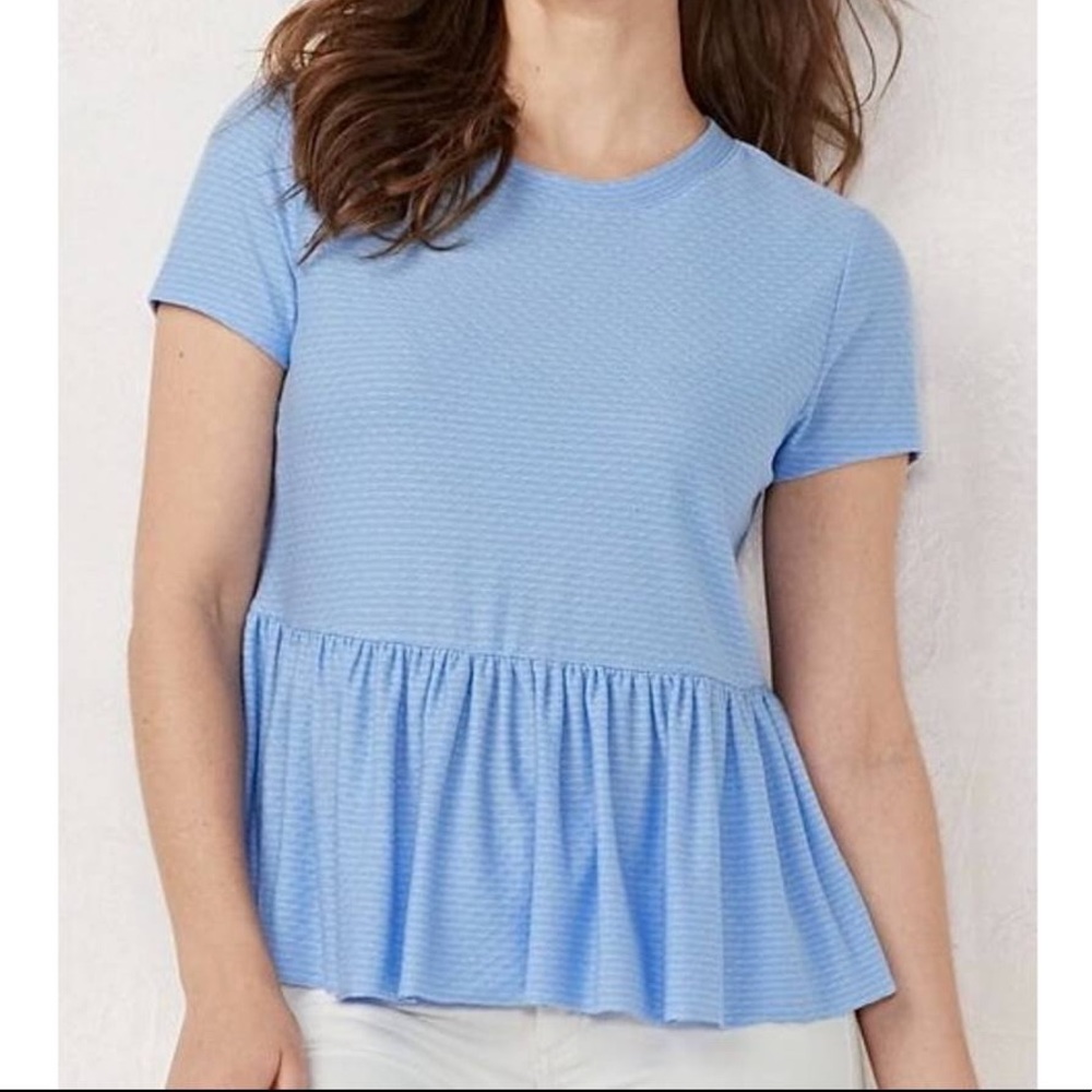 Lauren Conrad Blue Peplum Top | Size Medium